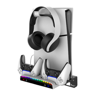 Soporte de Pared con Base de Carga y Almacenamiento para PlayStation 5, para Consola <span class=keywords><strong>PS5</strong></span>/Slim, <span class=keywords><strong>Cargador</strong></span> Doble para Controles, Soporte de Exhibición - Product Image 2