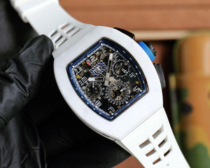 นาฬิกาโครโนกราฟโครงกระดูกสีขาวคุณภาพสูงพร้อมสายยาง - Product Image 2