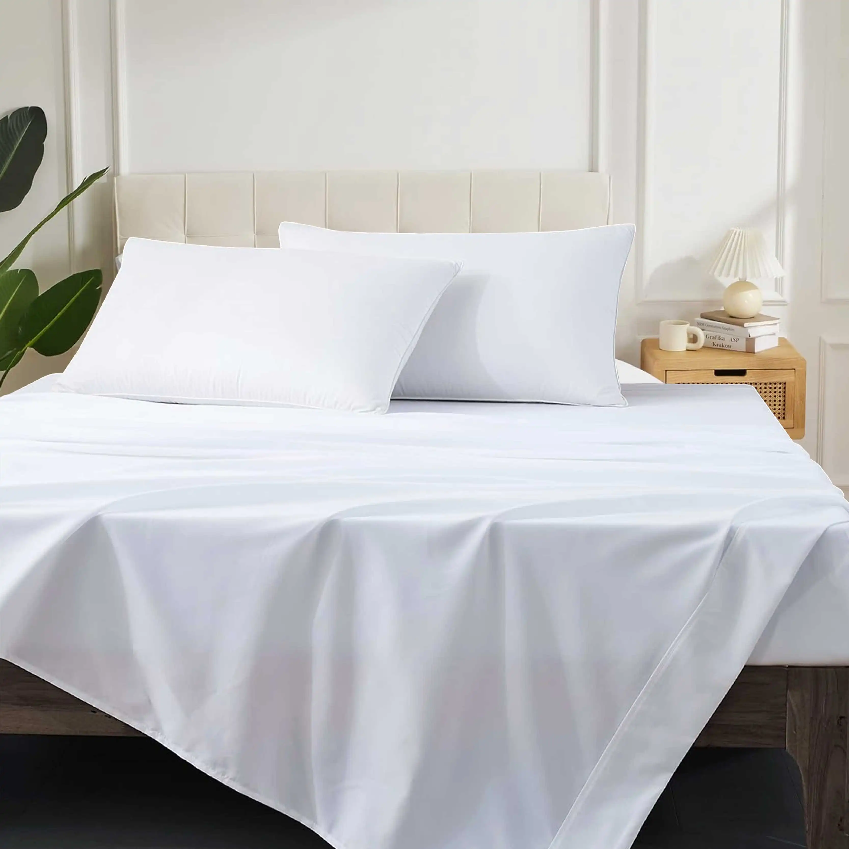 Ultra Soft Easy Care Sheets for Twin Bed Brushed Microfiber Deep Pockets Hotel Quality white flat sheet