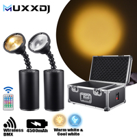 Mini projecteur LED sans fil Muxxdj 10W alimenté par batterie, lumières DMX pour DJ, éclairage de scène pour mariage et événements