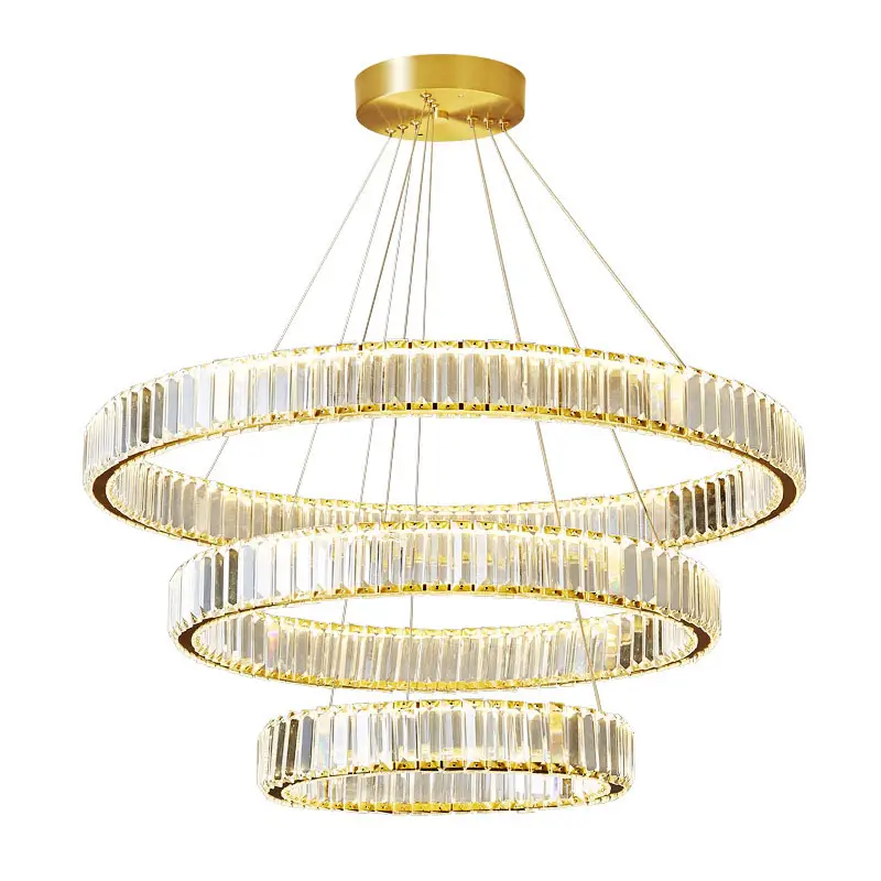 Fabricación de la lámpara comedor círculo colgante de luz Hotel moderno dormitorio iluminación decoración lámpara de araña de cristal de lujo