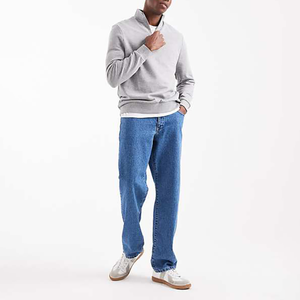 Grigiastro <span class=keywords><strong>mezza</strong></span> <span class=keywords><strong>Zip</strong></span> da <span class=keywords><strong>uomo</strong></span> Top moda Street Trend autunno sport Outdoor comoda <span class=keywords><strong>felpa</strong></span> Casual per l'attività quotidiana - Product Image 5