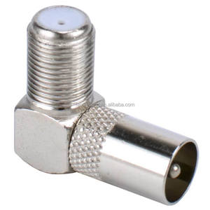 Connecteur d'<span class=keywords><strong>antenne</strong></span> F-Type femelle à <span class=keywords><strong>TV</strong></span> mâle 90 degrés à Angle droit PAL <span class=keywords><strong>TV</strong></span> IEC RF <span class=keywords><strong>adaptateur</strong></span> coaxial d'<span class=keywords><strong>antenne</strong></span> en alliage de zinc nickelé - Product Image 1
