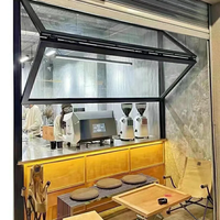 Ventanas de vidrio plegables de aluminio con rejilla enrollable vertical americana moderna para tienda, cafetería, Bar, Hotel, Villa, concepto de diseño gráfico