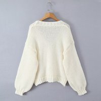 Cardigan en tricot personnalisé pour femme, à manches ballon brodées, moderne et tendance, veste d'extérieur pour l'hiver