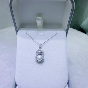 Collar de Perlas Naturales de Zhuji, 5-8 mm, Redondas, Impecables, Aurora, Plata Pura con Colgante en Forma de Calabaza, Estilo Moderno para Mujer - Product Image 2