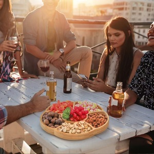 Wooden Rotating Serving <b>Tray</b> With 6 Compartments For <b>Snacks</b> Nuts Candy And Fruit Party Platter - Product Image 5