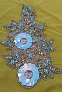 แผ่นผ้าปักทำด้วยมือพร้อมลูกปัดหลากสีสำหรับชุดแต่งงานทั่วโลก - Product Image 2