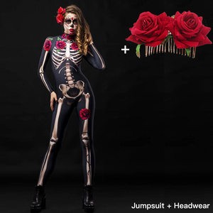 Disfraz <span class=keywords><strong>de</strong></span> fantasma escalofriante para mujer adulta, mono Sexy <span class=keywords><strong>de</strong></span> esqueleto <span class=keywords><strong>de</strong></span> rosa para Halloween, mono del diablo para niña pequeña, fiesta <span class=keywords><strong>de</strong></span> <span class=keywords><strong>carnaval</strong></span>, Día <span class=keywords><strong>de</strong></span> los muertos - Product Image 6