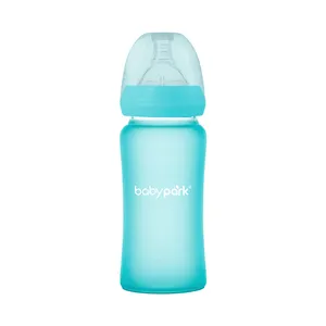 Glass Baby Nursing Breast Feeding Bottle Temperature Sensing 260ml Newborn Silicone Milk Bottle