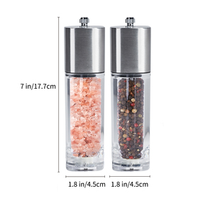 Ensemble moulin à sel et à poivre manuel, moulin à sel de mer, shaker rechargeable, réglage de la grosseur, acier inoxydable avec rotor en céramique - Product Image 6