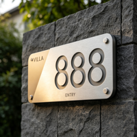 Plaque murale personnalisée pour hôpital ou clinique, numéro de porte en acier inoxydable brossé, lettres et chiffres en relief 3D