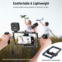 NEEWER Universal Upgraded Phone Rig Vlogging Kit Video Stabilizer dengan Pegangan Ganda dan Slot Klip Mikrofon Nirkabel