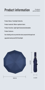 도매 파라솔 양산 자동 우산 방풍 반사 사업 led 빛 UV 접이식 우산 - Product Image 6