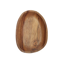 Plateau de service rustique en bois d'acacia avec pieds, forme galet surélevée, pour noix, snacks, café, organisateur de bureau