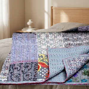 Best Quality Indian Handmade Kantha Cotton <b>Quilt</b> Patchwork Design <b>Bedspread</b> for Home or Hotel Wholesale Prices - Product Image 1
