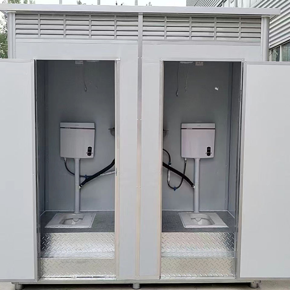 Modern Outdoor Public Camping Portable Toilet Graphic Design with Mobile Plastic Blue White Made of Sandwich Panel From China - Image 4