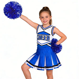 Conjunto de Uniforme de <span class=keywords><strong>Animadora</strong></span> en Oferta para Niñas, <span class=keywords><strong>Disfraz</strong></span> de Halloween, Chaleco Estampado, Faldas Plisadas, Pompones para Animadoras - Product Image 6