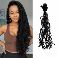 Ekstensi rambut dreadlocks micro locs rambut manusia warna alami 0,1cm 16 inci, ekstensi locs, grosir salon, reseller