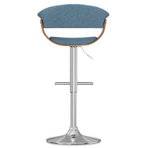 DB Sheldon Tabouret de bar pivotant réglable en cuir synthétique contemporain Design simple pour bar à domicile ou cuisine en bleu denim - Product Image 4
