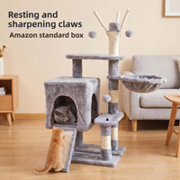 Arbre à chat en bois écologique, tour multi-niveaux en bois, structure d'escalade pour chat, mobilier d'intérieur pour animaux de compagnie