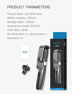 Perche <span class=keywords><strong>Selfie</strong></span> sans fil <span class=keywords><strong>4</strong></span> en 1 L02, trépied pliable, monopode, universel pour Smartphones, Gopro et caméras de sport - Product Image 3