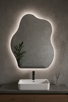 Miroir LED asymétrique moderne de luxe fait main, rétroéclairé, à luminosité réglable, idéal pour mariages et anniversaires