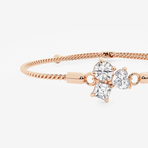 Fine <b>Anklet</b> 1 1 2 CTW Multi Shape Lab Grown Diamond Three Stone Bolo Bracelet 8 Inch Adjustable Dainty Elegant Jewelry - Product Image 1