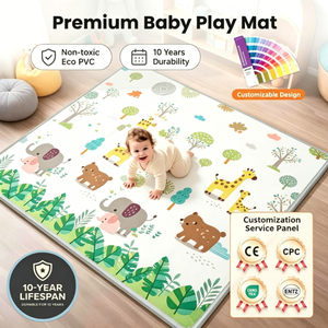 Tapete de Juego <span class=keywords><strong>para</strong></span> Bebé de PVC con Borde Prensado Sin Costuras, Superficie Agradable <span class=keywords><strong>para</strong></span> la Piel, No Tóxico, Transpirable, <span class=keywords><strong>para</strong></span> el Tiempo Boca Abajo del Bebé - Product Image 1