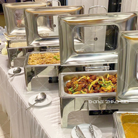 Edelstahl 201 Chafing Dishes Buffet-Wärmer-Set 9,0L Fassungsvermögen Umweltfreundliche Servierschalen Catering-Präsentationswärmer
