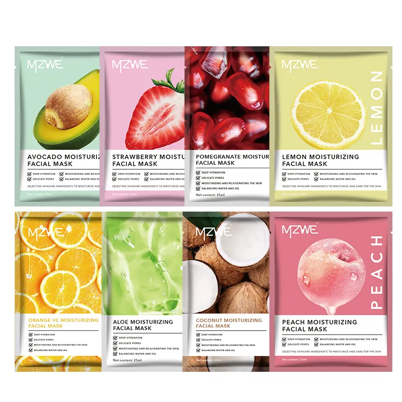 Wholesale OEM/ODM Private Label Best Brightening Hydrating Sheet Facial Mask Skin Care Oil Control Vitamin C Fruit Face Mask