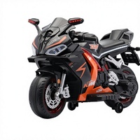 Grande moto électrique 12V à batterie LED pour enfants, voiture à pédales en plastique pour les 5 à 7 ans