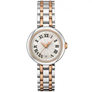 Jam tangan kasual baja tahan karat jam tangan sederhana untuk wanita elegan angka Romawi jam tangan gaun wanita