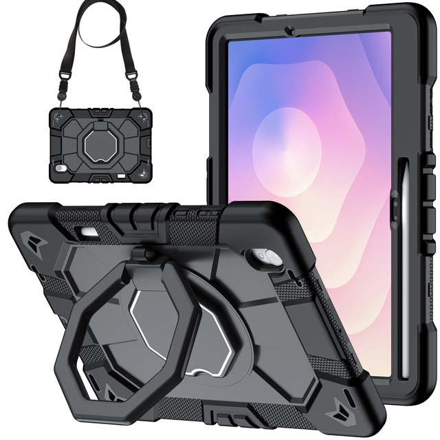 Shockproof Rugged Case for Samsung Galaxy Tab S11 11 Inch 360 Rotating Stand Hand Grip Protective Cover With Shoulder Strap