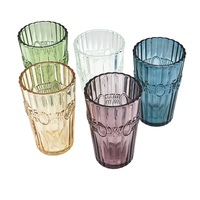 Vintage paarsblauwe creatieve glazen tumbler met bloemenpatroon en edelsteen reliëf, voedselveilig, vaatwasserbestendig, voor thuisgebruik, feestjes en bruiloften