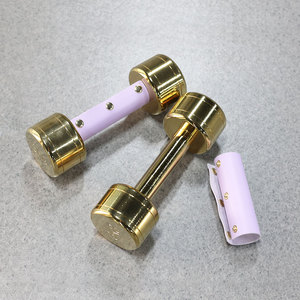 مجموعة دمبل ذهبية مستديرة من الفولاذ من سمارت فيت بوزن 12 كجم مع حامل، وأوزان 1 كجم و2 كجم و3 كجم، مع غطاء مقبض جلدي ملون للنساء والأطفال - Product Image 3