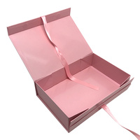 Grand Logo imprimé personnalisé emballage cadeau holographique plat fermé pliable rose boîtes à vêtements magnétiques pour vêtements