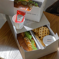 Barquette et Boîte en Papier Kraft Blanc Personnalisées et Jetables, Sans Plastique, pour Frites, Hot-Dogs, Emballage Alimentaire à Emporter, Restauration Rapide