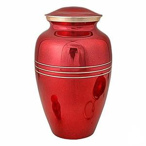 Urnas de cremación para adultos de metal acabado esmaltado de color rojo de diseño hecho a mano - Product Image 1