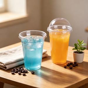 Disposable PLA Cold <b>Cups</b> Compostable Clear Custom Printed <b>Plastic</b> <b>Cups</b> With Lids For Smoothies, Milk Tea And Iced <b>Drinks</b> - Product Image 4