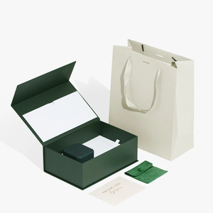 FORTE 2024 Caja de Regalo de Joyería de Cuero PU Verde de Alta Gama con Logotipo Personalizado, Caja para Anillos, Pendientes y Colgantes, Empaque de Joyería con Caja Exterior - Product Image 2