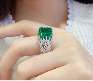 Cao Cấp Emerald <span class=keywords><strong>Ring</strong></span> Với Tùy Chọn 9K/10K/14Kgold Phụ Nữ Đồ Trang Sức Quà Tặng Phòng Thí Nghiệm Grown Ngọc Vàng Nhẫn Tùy Chỉnh Phong Cách - Product Image 1