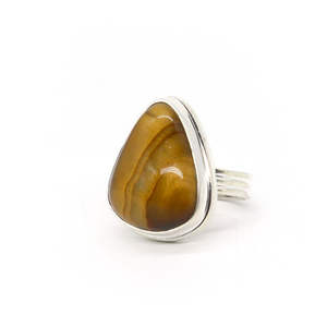 Natural Gemstones <b>Handmade</b> 925 Sterling Silver Tiger Eye Pear Shape Ring Classic Style High Quality Real Stone <b>Jewelry</b> for Girls - Product Image 1