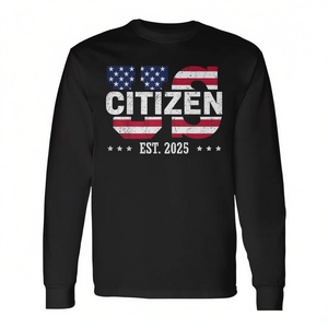 Camiseta de manga larga Us Citizen Est 2025 con diseño de bandera estadounidense - Product Image 2