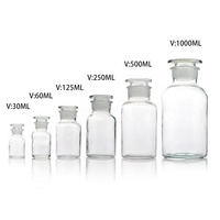 30ml 60ml 125ml 250ml 500ml verre noir brillant mat, bouteille de réactif de laboratoire de pharmacie, pot d'apothicaire avec bouchon en verre
