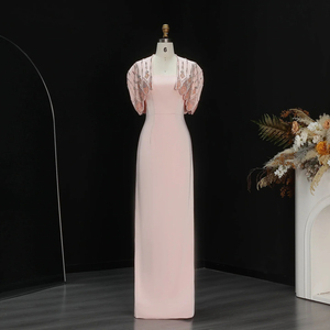 <span class=keywords><strong>Robe</strong></span> de soirée <span class=keywords><strong>droite</strong></span> de luxe Lsz302 ornée de perles avec fente et cape, élégante pour femme, pour occasions formelles et fêtes, Jancember - Product Image 2