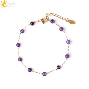 CSJA CSJA — Bracelet en cristal et acier inoxydable, nouvelle chaîne à maillons ajustables, couleur or, avec pierres naturelles, pour femmes, G908 - Product Image 2