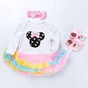 Commercio All'ingrosso Manica Lunga Del Bambino di Compleanno Del Partito Del <span class=keywords><strong>Vestito</strong></span> Della Ragazza <span class=keywords><strong>Minnie</strong></span> per 1 Anno con La Fascia Dei Capelli - Product Image 2