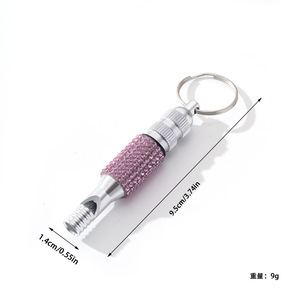 LLavero de silbato de cobre de aluminio de 2 secciones con diamantes de imitación, sonido fuerte, supervivencia al aire libre, emergencia, portátil, resistente al agua - Product Image 6