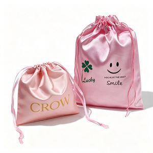Sac à cordon en satin de soie personnalisé avec logo imprimé pour poupées, nail art, extensions de cils, maillots de bain, banques d'alimentation, médailles - Emballage cadeau - Product Image 1